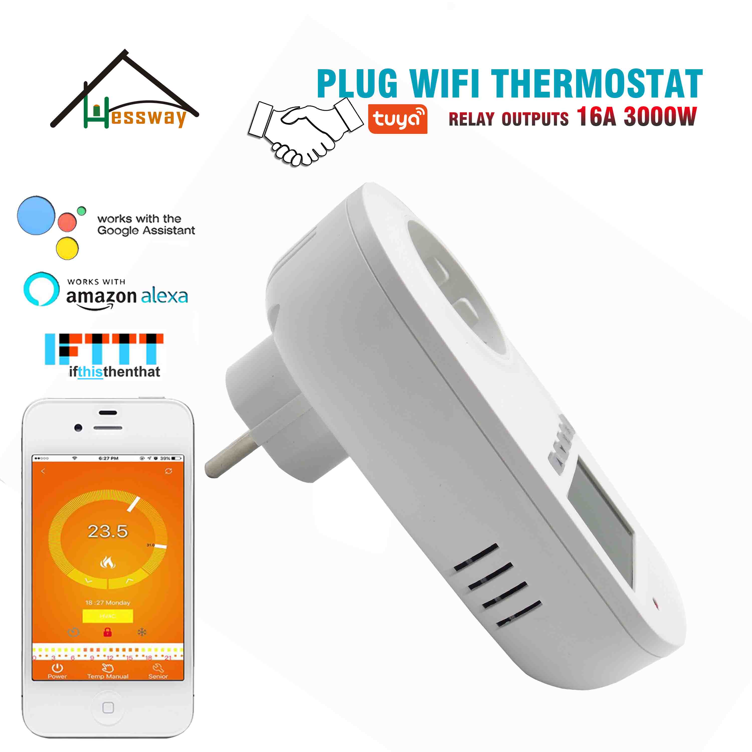 16A Weekly Programmable WiFi Heating Thermostat Eu Plug