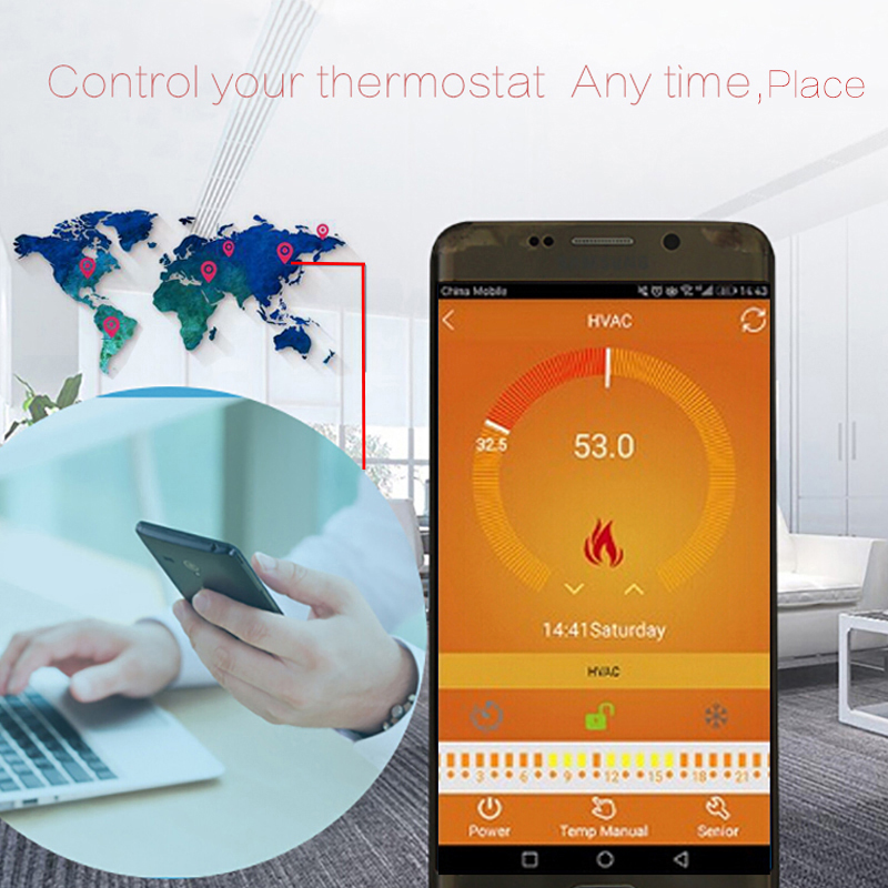 2 Pcs/Pack Thermostat Temperature Controller for Warm Floor WiFi Remote Control Weekly Programmable