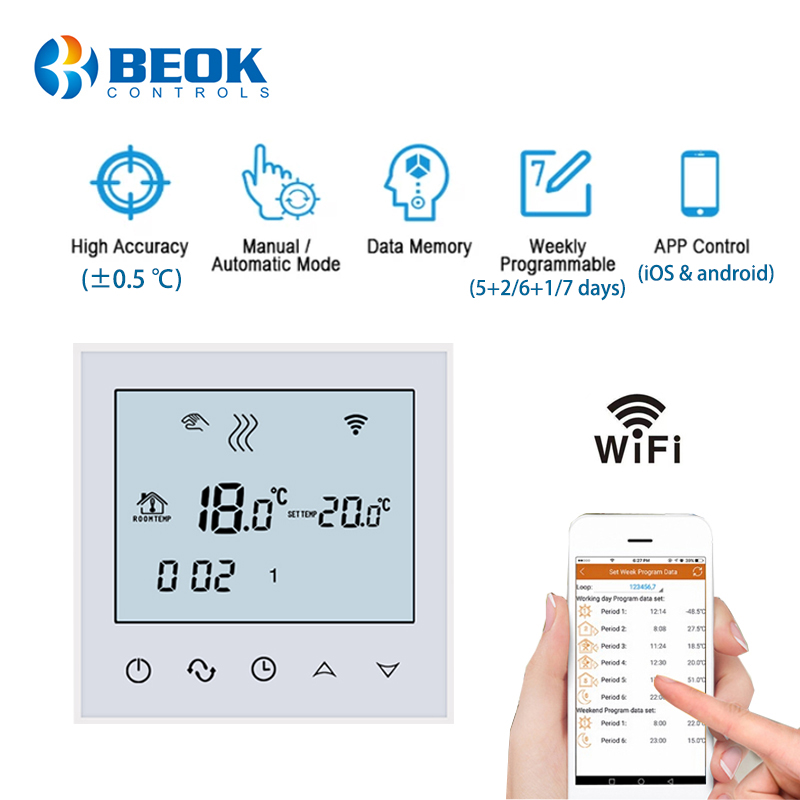 2 Pcs/Pack Thermostat Temperature Controller for Warm Floor WiFi Remote Control Weekly Programmable