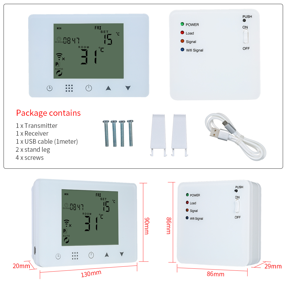 WiFi & RF Wireless Digital Thermostat Touch Screen Gas Boiler Water Floor Heating Smart Temperature Controller Remote Control