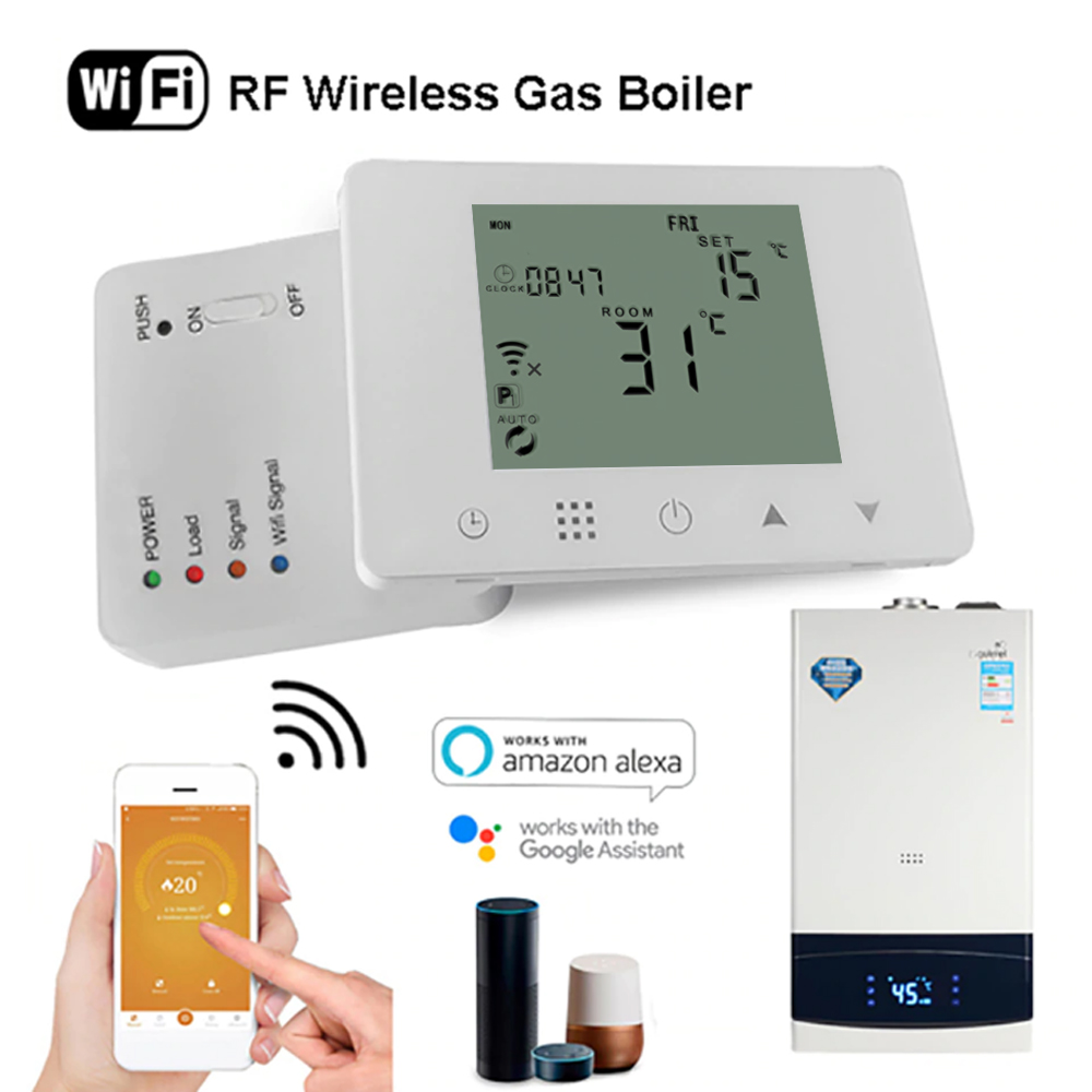 WiFi & RF Wireless Digital Thermostat Touch Screen Gas Boiler Water Floor Heating Smart Temperature Controller Remote Control
