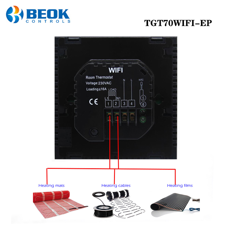 4 Pieces/Pack Black16A WiFi Electric Heating Thermostat Programmable Underfloor Heating Room Temperature Controller 220-240V