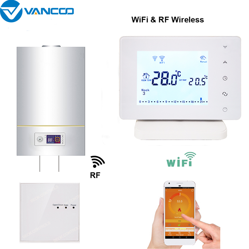 2 Pcs RF Wireless WiFi Thermostat Programmable Temperature Regulator Gas Boiler Heating Remote Control Temperature Controller