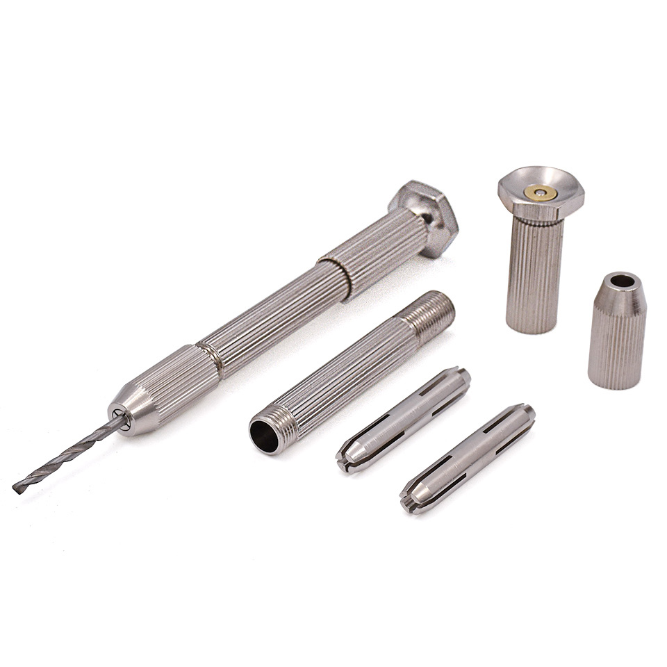 Mini Micro Aluminum Hand Drill with Keyless Chuck +50pcs High Speed Steel Twist Drill Bit Sets for Rotary Tools Wood Drilling