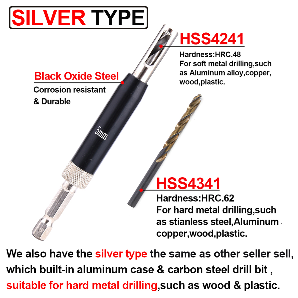 Black Oxide Self Centering Lock Hinge Drill Bit Set Hardware Drawer Pilot Hole Guides for Stainless Steel Drilling Bit Set D30