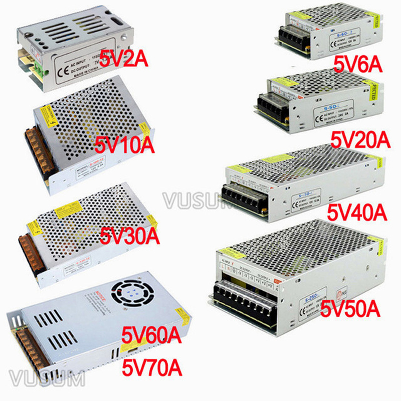 Vusum Lighting Transformer AC110V-220V to DC 5V 12V 24V 48V Power Supply Adapter 2A 5A 10A 15A 20A 30A LED Strip Switch Driver