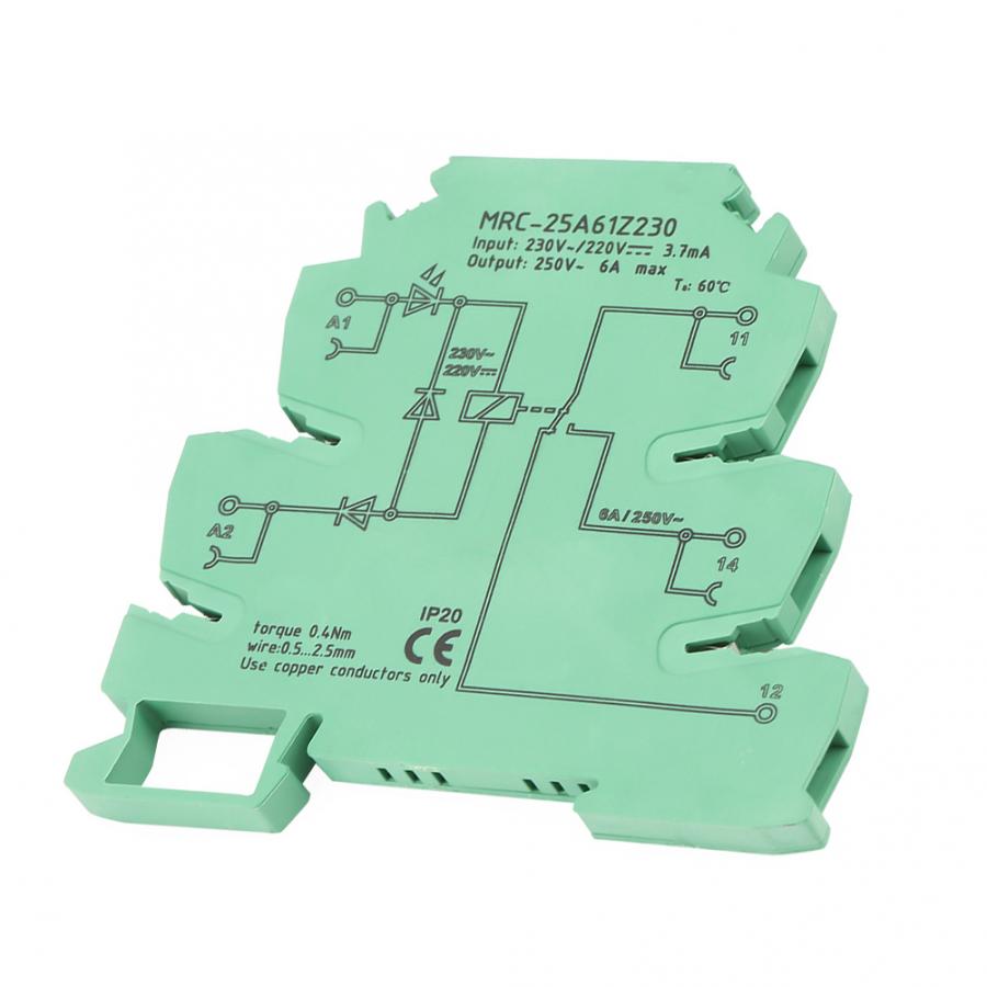 MRC-25A61Z230 PLC Electromagnetic Contact Interface Relay Module Input 230VAC/220VDC 1NO 1 NC Electromagnetic Relay