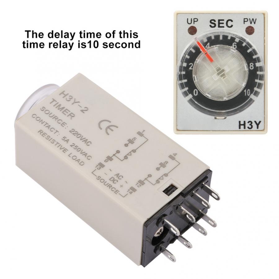 AC 220V H3Y-2 Delay Timer Time Relay 0-10 Second 10s 10sec.