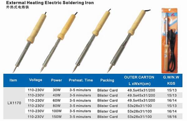 Electric soldering iron with woodle handle 30w 40w 60w 80w 100w