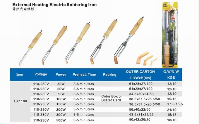 Electric soldering iron with wooden handle