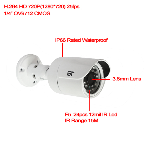 GT View 1280*720P Box Outdoor Mini IR P2P CCTV IP Camera