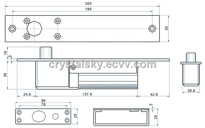 Fail Safe Electric Door Bolt with Signal & Time Delay Electric Lock Bolt