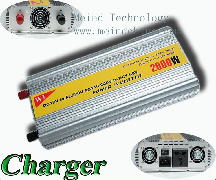 2000W Modified Sine Wave BuiltIn Charger DC to AC Power Inverter with Universal Socket