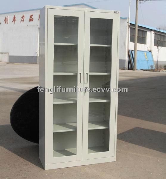 Sliding glass door filing cabinet for office