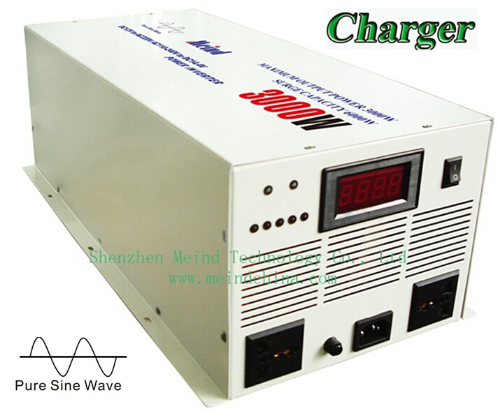 High Quality Pure Sine Wave Builtin Charger Digital Display DC to AC Sufficient 3000W Power Inverter