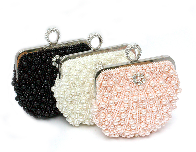 Hot Seller Cheap Price Pearl Ring Style Bridal Clutch Purse Bag