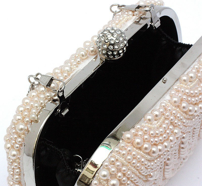 beautiful women's black white color beaded pearl women clutch purse bag handbag for sale