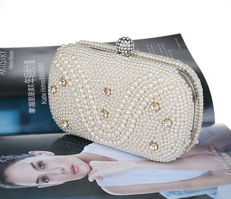 fashionable women's pearl wedding handbag for sale. messenger shoulder bag
