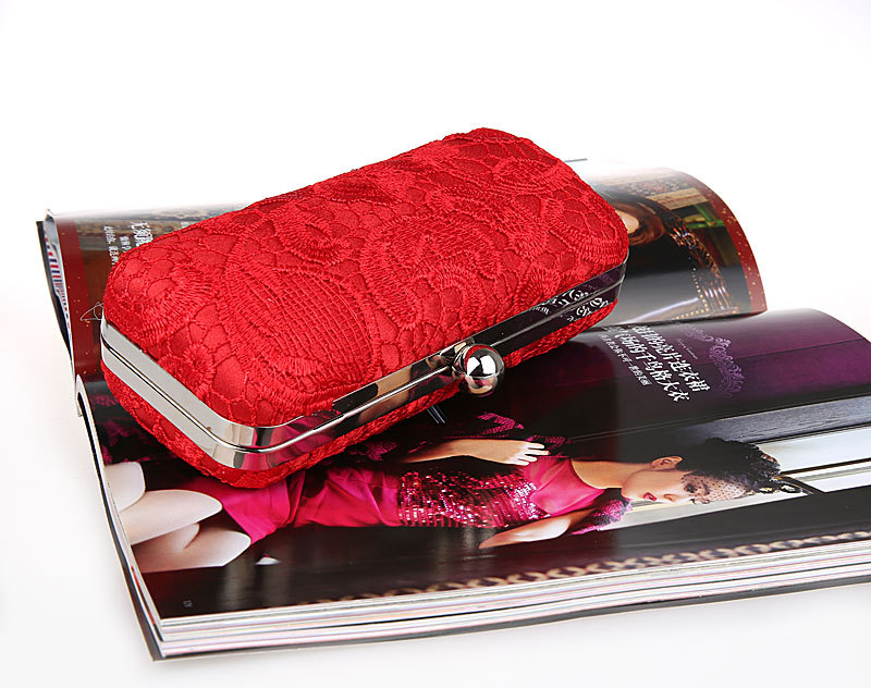 beautiful elegant women's lace clutch purse bag.red evening bag