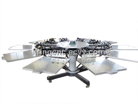 Manual 4 color/4 station rotary screen printing press for t shirts KR440M