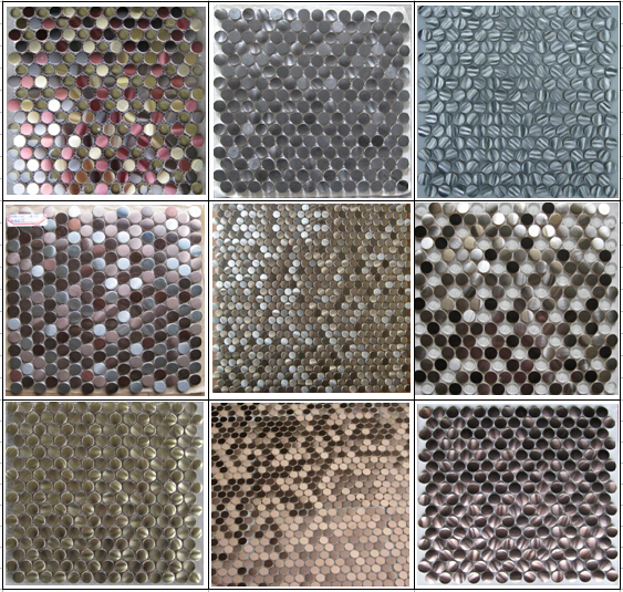 Penny Round Stainless Steel Mosaic From, Stainless Steel Penny Round Tile