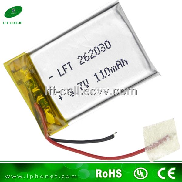 ultra small model 262030 3.7v 110 lithium polumer battery for bluetooth devices lipo battery