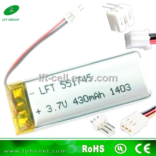 li-polymer battery 551745 3.7v 430mah lipo battery for digital electric product