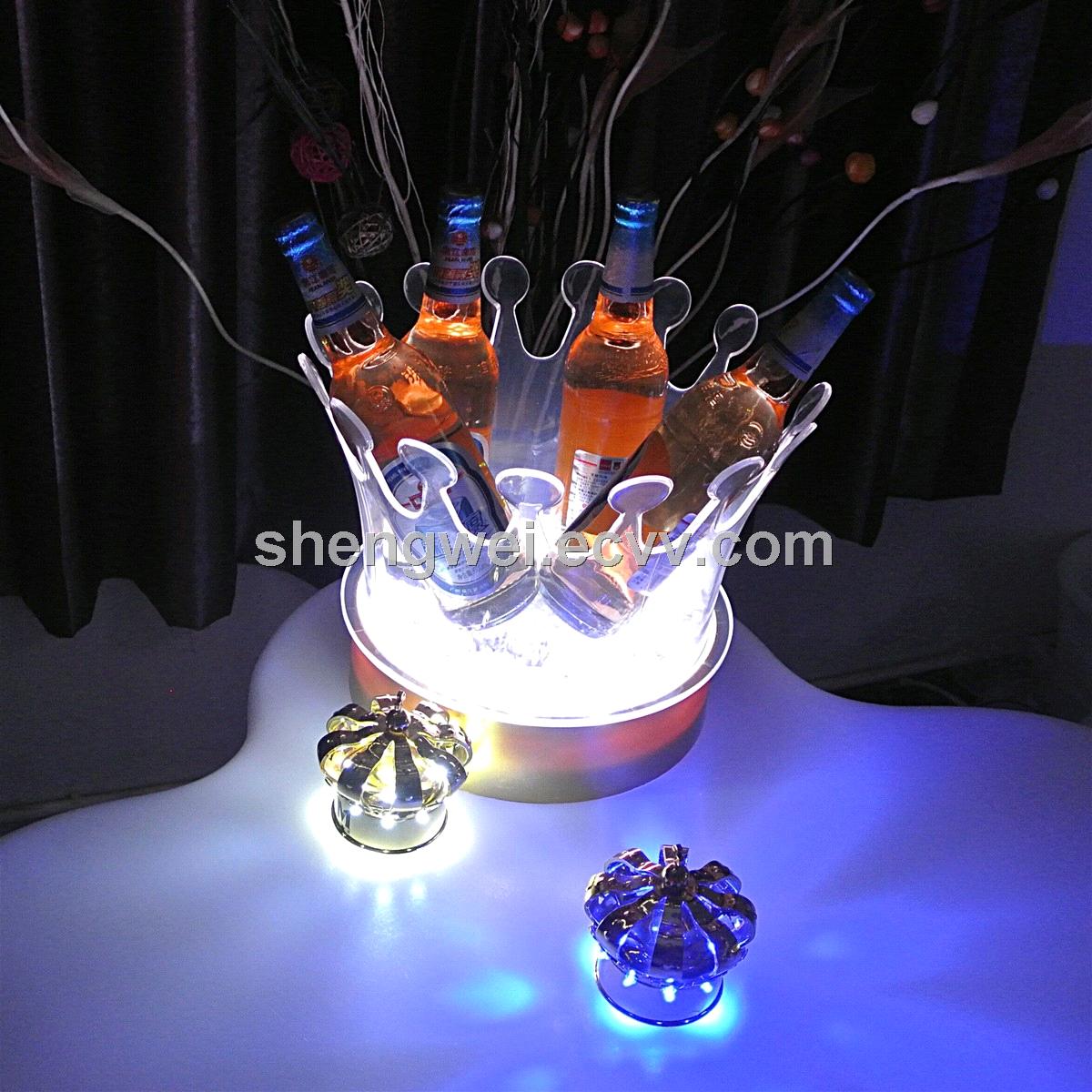 Ice Buckets Champagne Wine Bucke LED Ice Bucket Color Changing LED Cooler Bucket Beer Barrel Double Layer Square Bar Beer Ice Bucket Champagne Wine Drinks Beer Bucket For KTV Party Bar Home Wedding