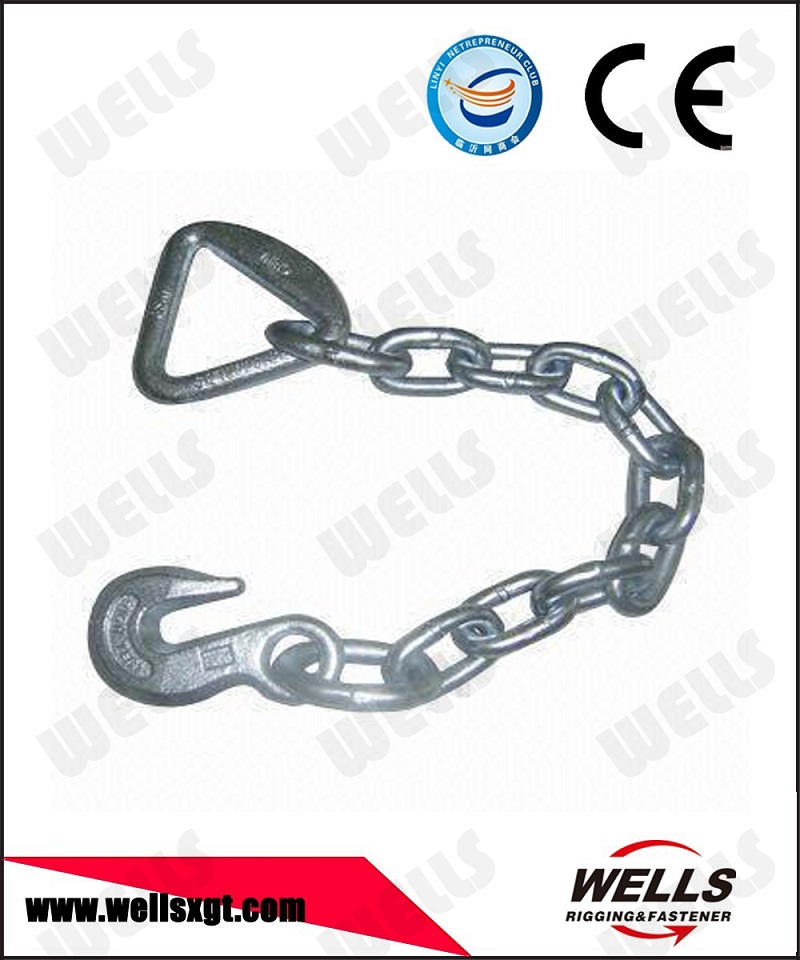 chain with delta ring and grab hook each on one ends