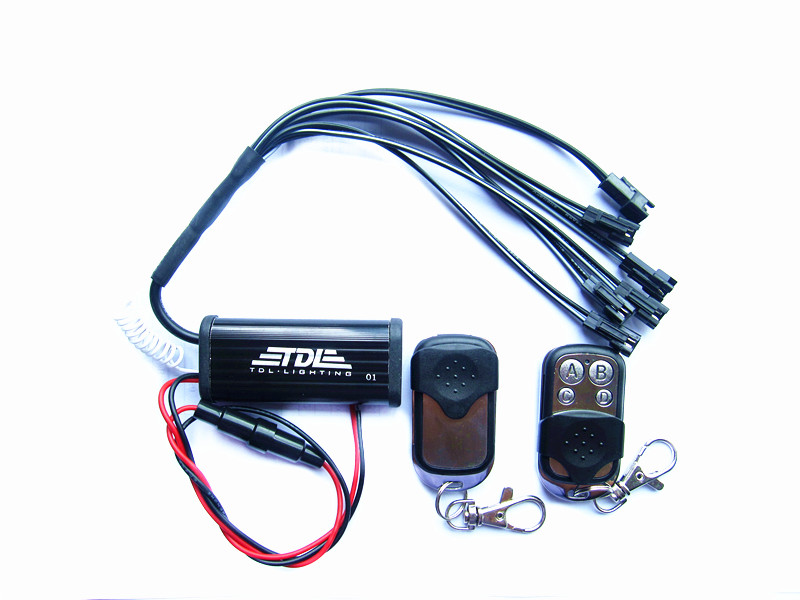 Single Color LED StripControl Box Male Plug 6 Ch Output & 2 Remotes For Motorcycle Underbody Lights