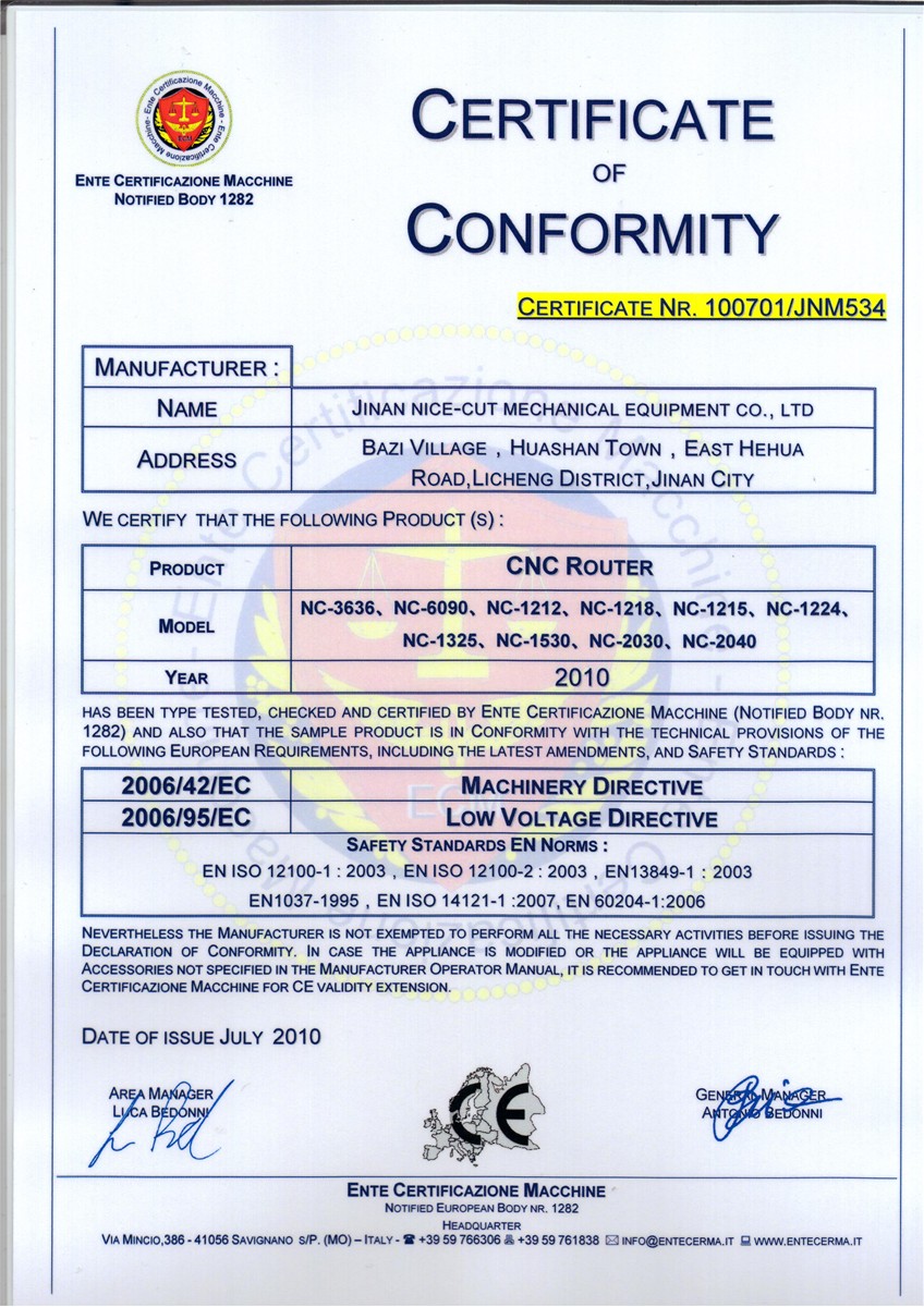 NCC13901390CO2LaserEngravingMachineCECertificate