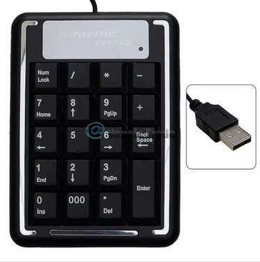 19 Keys USB Number Pad Keypad Laptop Numeric Adapter Keyboard Notebook Adapter