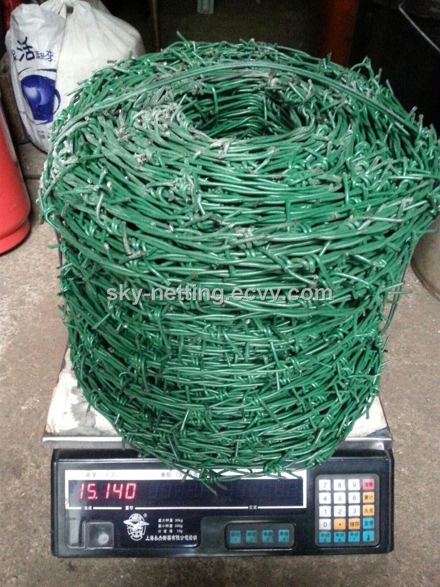 BWG 13 galvanized then PVC coated barbed wire