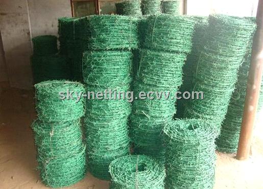 BWG 13 galvanized then PVC coated barbed wire