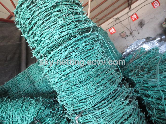 BWG 13 galvanized then PVC coated barbed wire