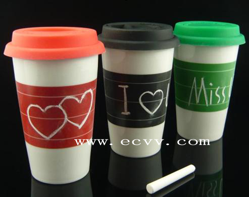 12oz Ceramic porcelain coffee chalk cup