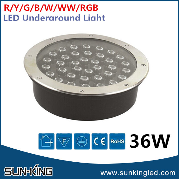 Aluminum IP67 inground sidewalk road garden ground buried lamp RGB RGBW DMX 36W round underground light