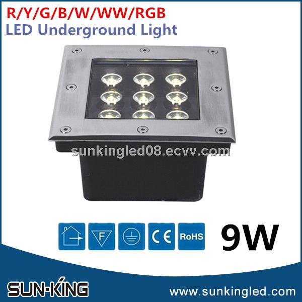 IP65 square buried ground grassplot dmx underground light 9x1W 9W RGB led outdoor ground lamps