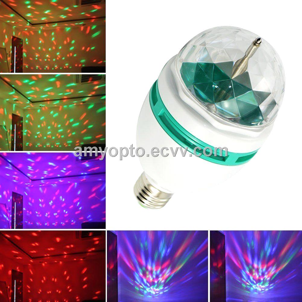 Mini Rgb Full Color Rotating Led Lamp Stage Light 3w With E27 Base