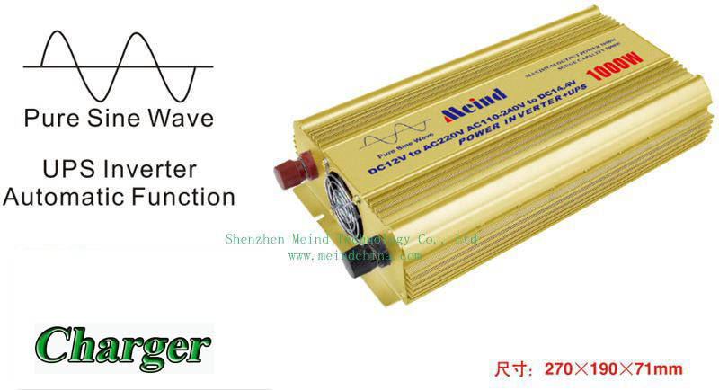 Hot Selling Pure Sine Wave BuiltIn Charger UPS DC to AC Continuous 1000W Peak 2000 Watt Power Inverter