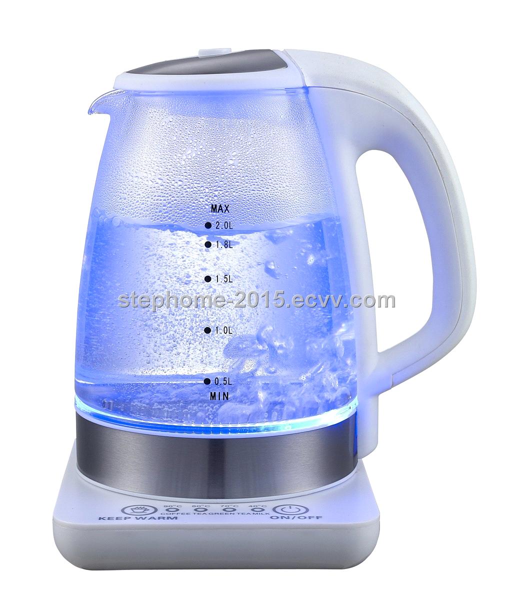 Glass kettle with base and blue light(Model No.: M-GK2003T)