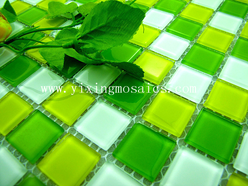 4mm thickness crystal glass mosaic  for pool, wall decoration