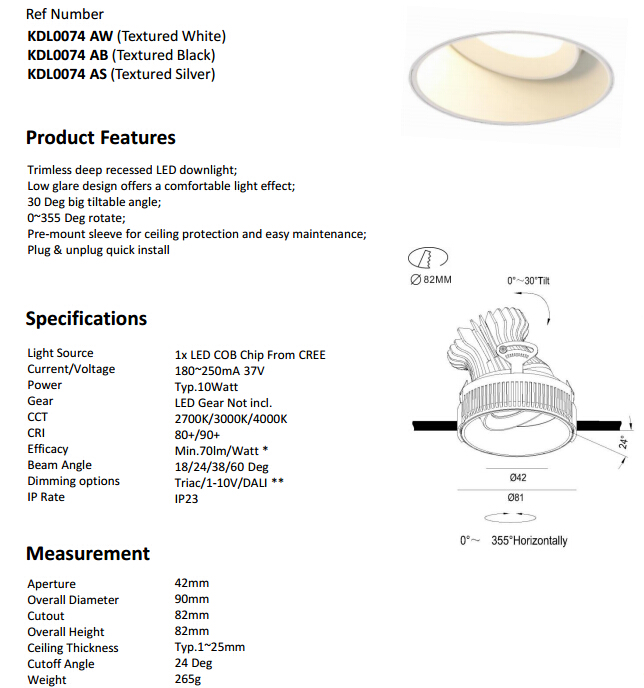 TitableTrimlessLEDDownLight