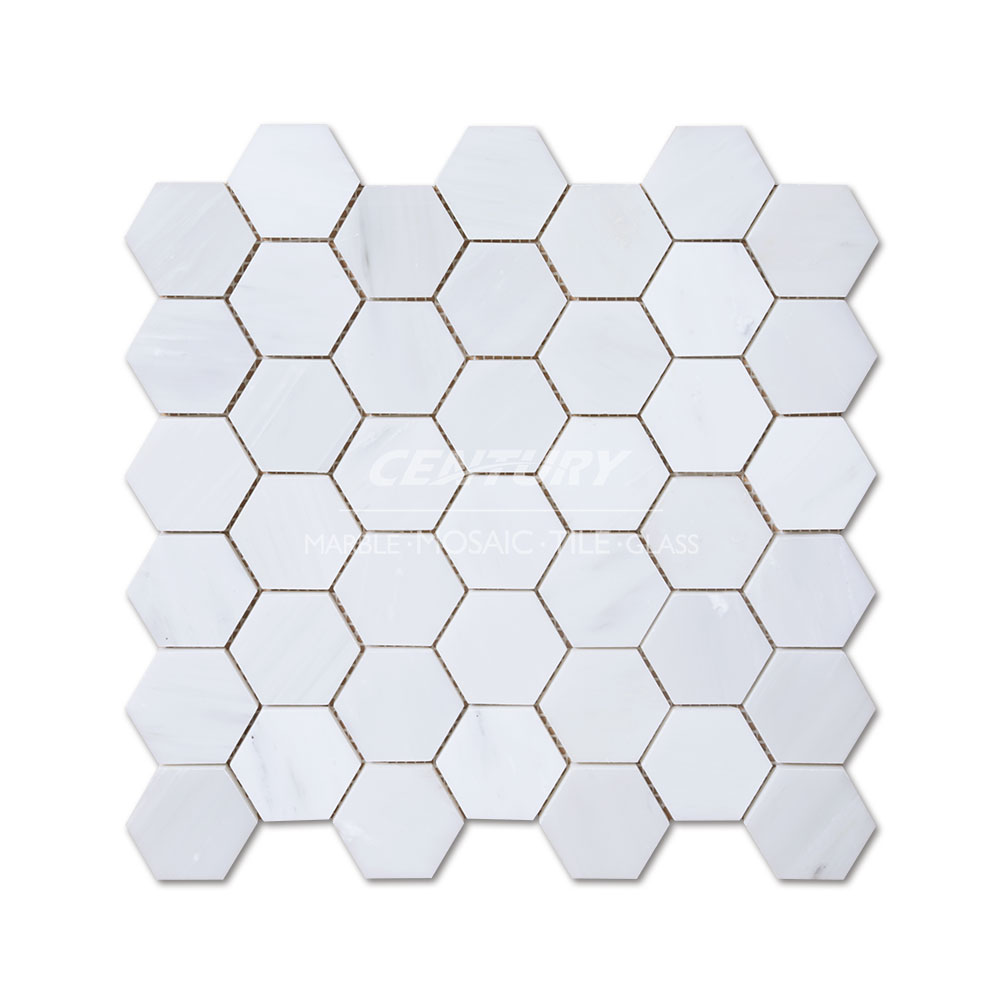 2'' Hexagon White Marble Mosaic Tile for Floor