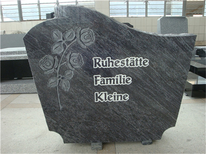German ocean blue granite gravestones with rose carvings