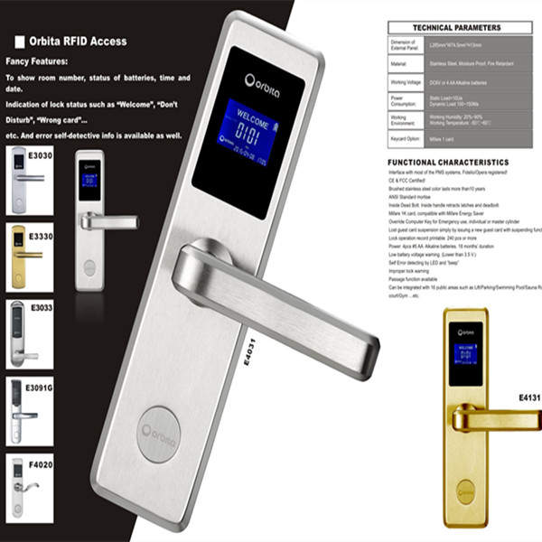 Orbita Hotel Digital Screen Mortise Lock With 100