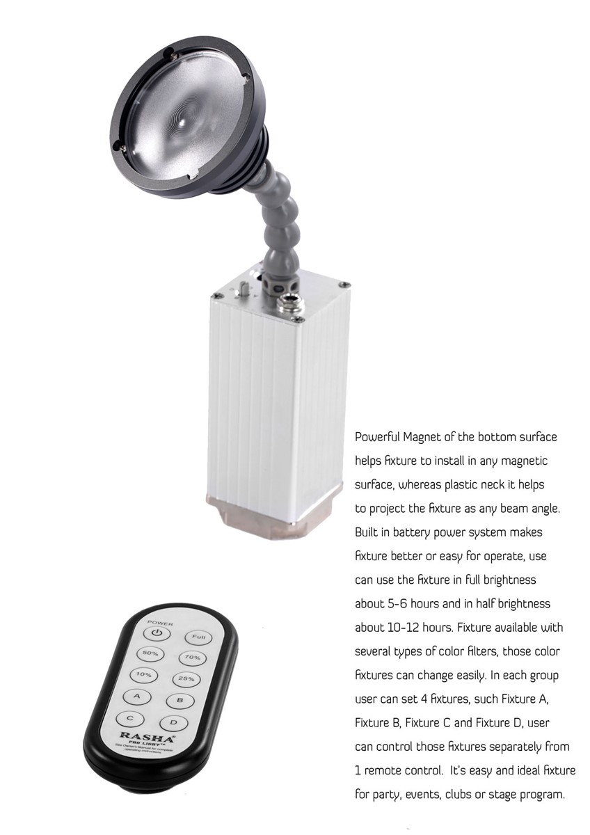 New Arrival 10W Zoom Warmwhite Battery Powered LED Pinspot Light with MagneticLED Flashlight with IR Remote Control