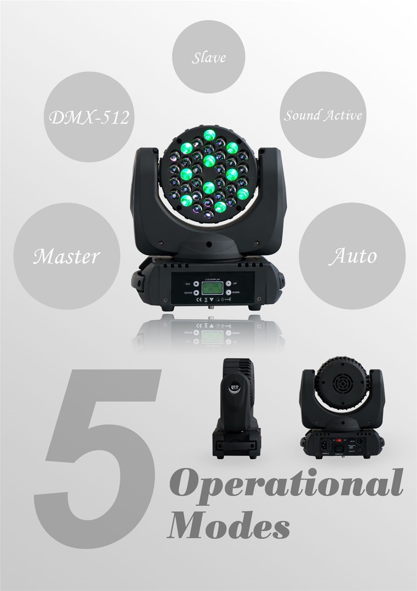 4X LOT 36pcs3W 4in1 Cree LED Moving Head BeamStage Moving Head Light with LCD Display