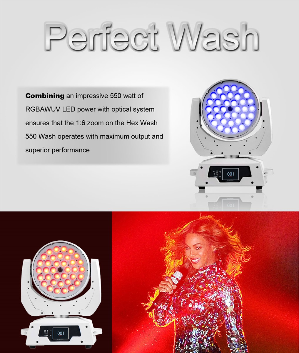 4X LOT 36pcs18W 6in1 ZOOM LED Moving Head Wash Light with Touch Screen DisplayADJ LED Moving Head