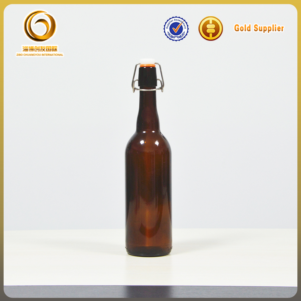 750ml empty cheap fany wholesale beer glass bottles with swing top